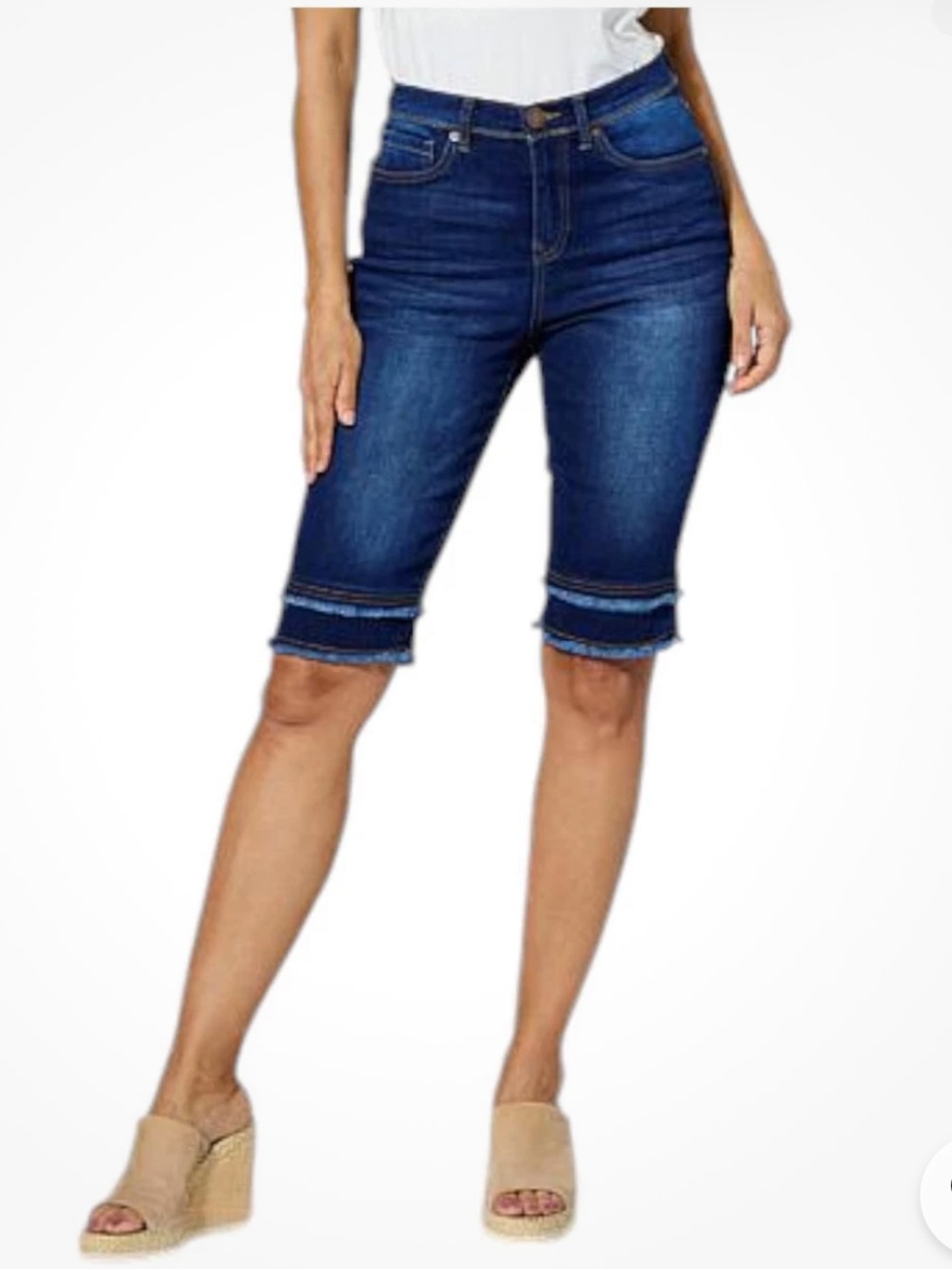 DG2 by Diane Gilman Classic High Waist 
Stretch Denim Bermuda Shorts Size 8